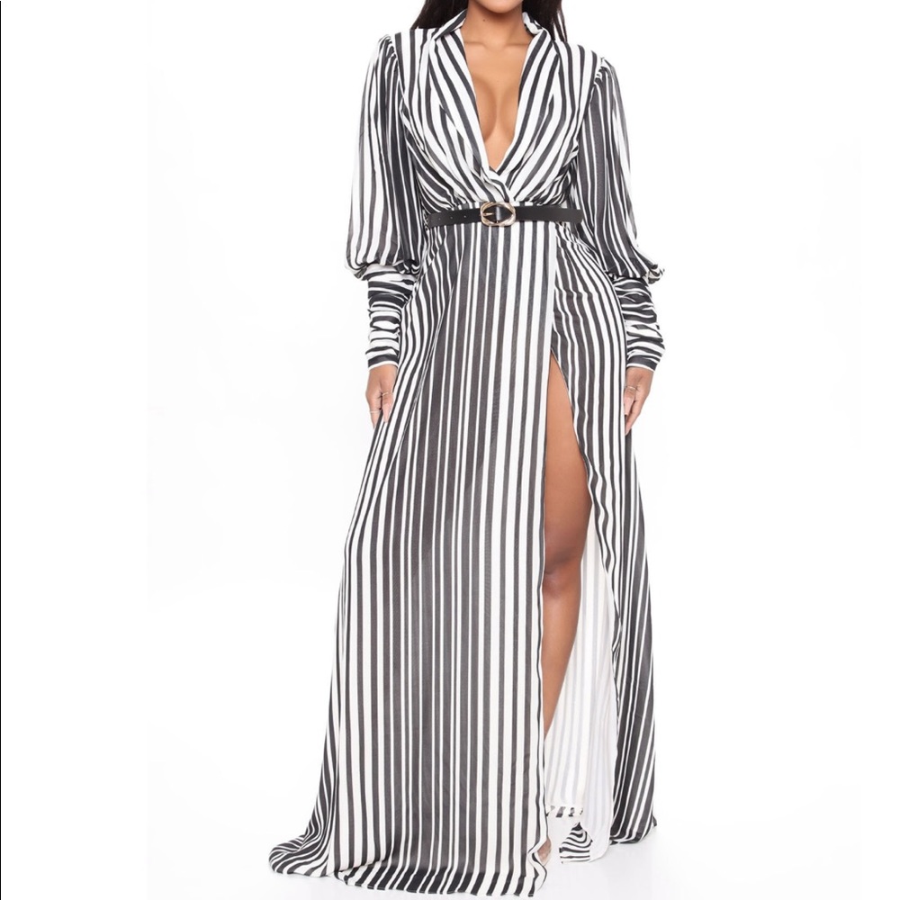 Black and White Striped Maxi Dress